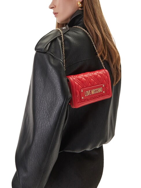 QUILTED Pochette/Portefeuille avec bandouli&egrave;re ROUGE - Portefeuilles Femme