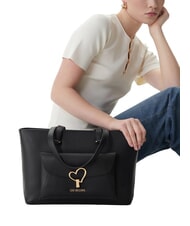 LOVE MOSCHINO HEART TURNLOCK Sac &agrave; provisions Noir - Sacs pour Femme - 2