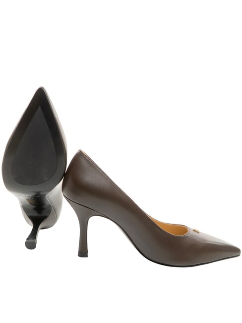 ATELIER  D&eacute;collet&eacute; en cuir, talon de 9 cm chocolat - Chaussures Femme