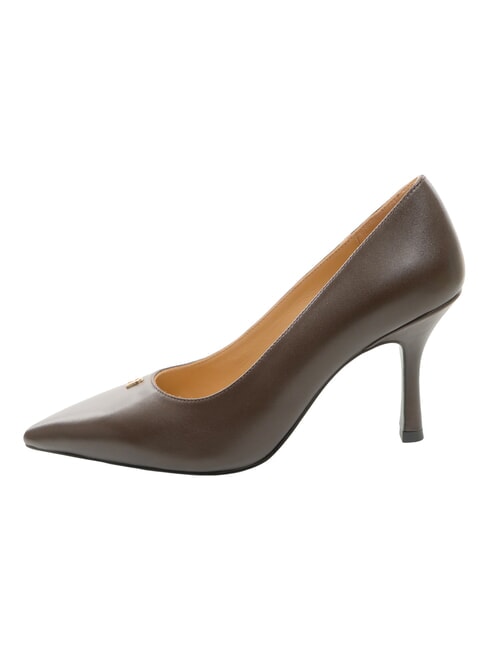 ATELIER  D&eacute;collet&eacute; en cuir, talon de 9 cm chocolat - Chaussures Femme