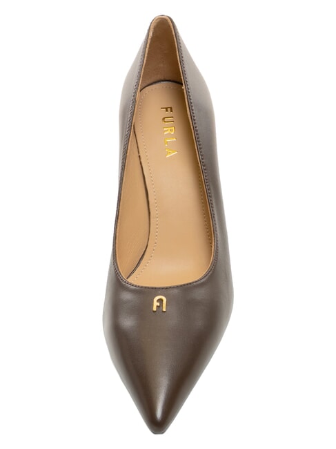 ATELIER  D&eacute;collet&eacute; en cuir, talon de 9 cm chocolat - Chaussures Femme