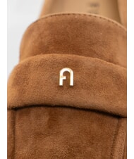 FURLA SIGNATURE  Mocassins en cuir su&eacute;d&eacute; Cognac - Chaussures Femme - 3