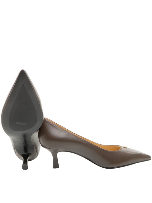 ATELIER  D&eacute;collet&eacute; en cuir avec talon de 5 cm chocolat - Chaussures Femme