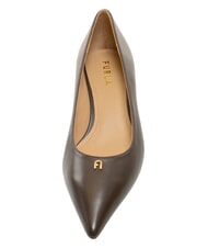 FURLA ATELIER  D&eacute;collet&eacute; en cuir avec talon de 5 cm chocolat - Chaussures Femme - 4