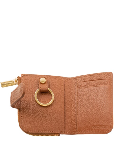 METALLIC SOFT Mini portefeuille en cuir Cognac - Portefeuilles Femme