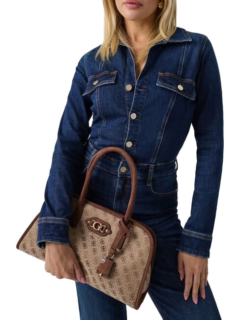 SAMANTHA Sac &agrave; main avec bandouli&egrave;re logo latte / marron - Sacs pour Femme