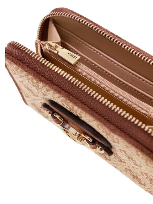 SAMANTHA portefeuille zipp&eacute; de taille moyenne logo latte / marron - Portefeuilles Femme