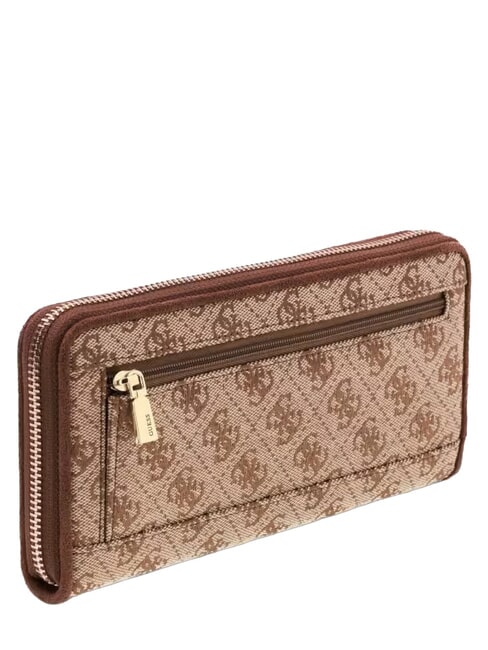 SAMANTHA Grand portefeuille zipp&eacute; logo latte / marron - Portefeuilles Femme
