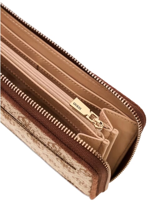 SAMANTHA Grand portefeuille zipp&eacute; logo latte / marron - Portefeuilles Femme