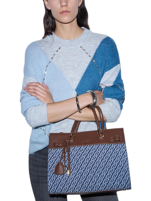MANHATTAN Sac &agrave; main avec bandouli&egrave;re denim bleu - Sacs pour Femme