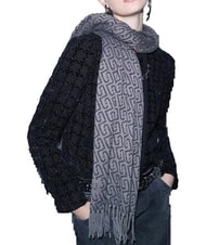 LIUJO LOGO &Eacute;charpe &agrave; franges noir/anthracite - &Eacute;charpes - 2