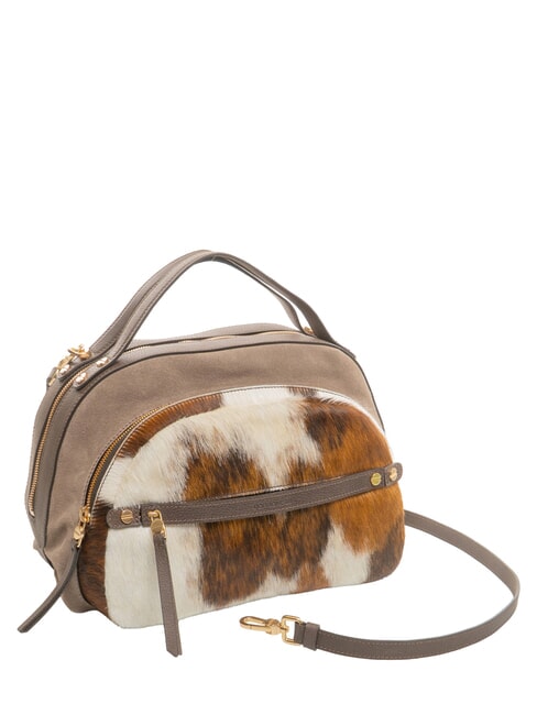 B-GALLERY Sac &agrave; main avec bandouli&egrave;re naturel/cendre/cacao - Sacs pour Femme