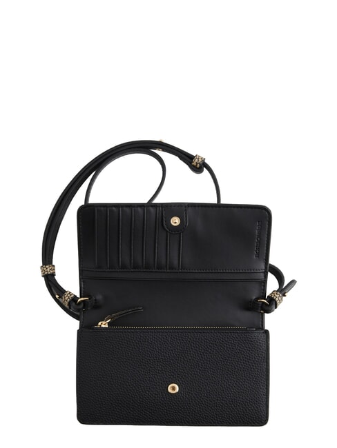 BIRDIE Portefeuille en cuir avec bandouli&egrave;re op noir / naturel - Portefeuilles Femme