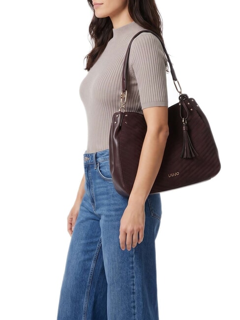 CIRRY Sac bandouli&egrave;re moyen aubergine rouge - Sacs pour Femme