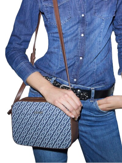 MANHATTAN sac bandouli&egrave;re denim bleu - Sacs pour Femme