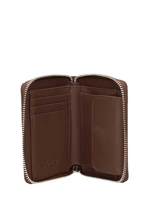 CALIWEN Petit portefeuille zipp&eacute; moka noir - Portefeuilles Femme