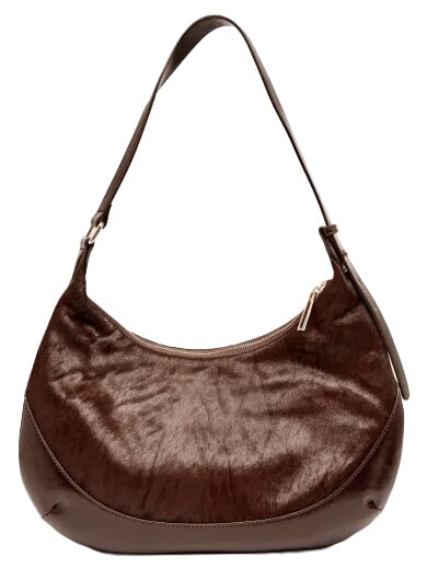 APOLLINE Sac bandouli&egrave;re en cuir caf&eacute;" - Sacs pour Femme