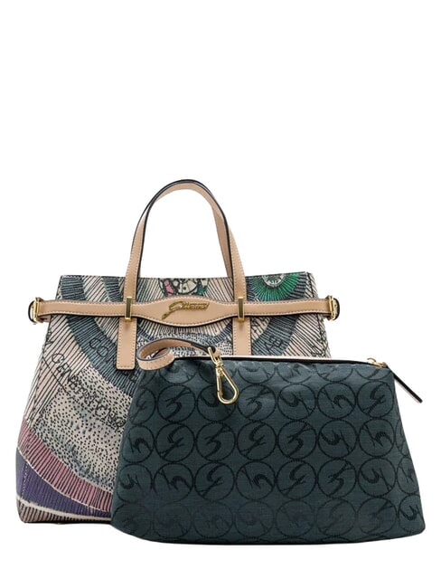 PLANETARIUM Sac &agrave; main avec bandouli&egrave;re et pochette aquarelle/beige - Sacs pour Femme