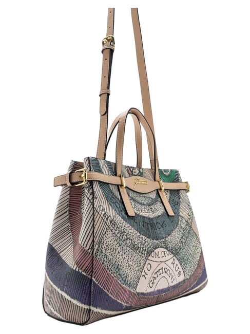 PLANETARIUM Sac &agrave; main avec bandouli&egrave;re et pochette aquarelle/beige - Sacs pour Femme