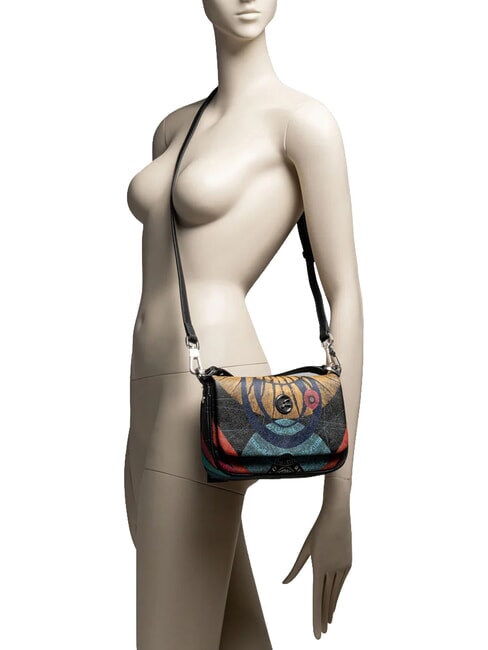 PLANETARIUM Mini sac bandouli&egrave;re, avec bandouli&egrave;re plan&egrave;te.impression noire - Sacs pour Femme