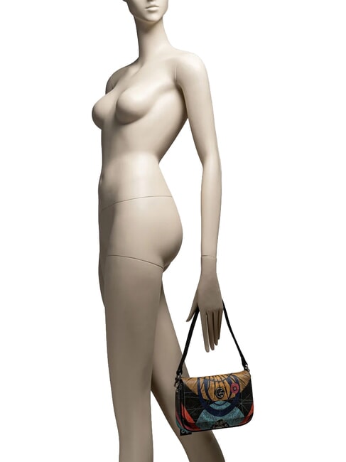 PLANETARIUM Mini sac bandouli&egrave;re, avec bandouli&egrave;re plan&egrave;te.impression noire - Sacs pour Femme
