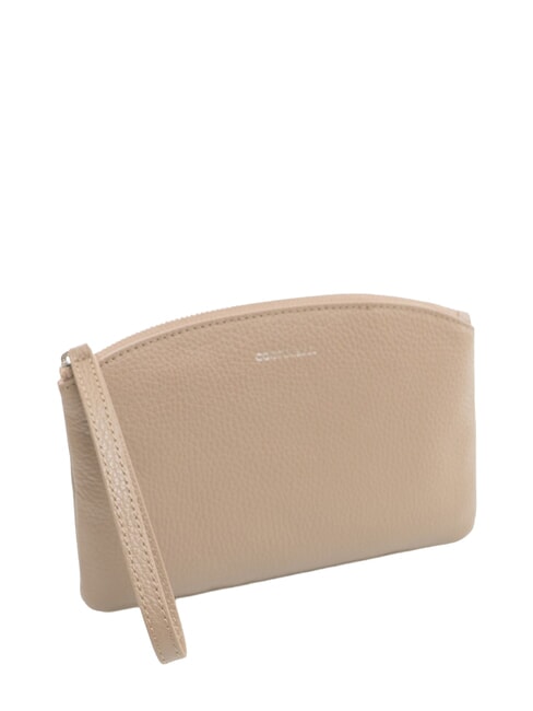 ROUNDED ENVELOPE pochette en cuir taupe chaud - Sacs pour Femme