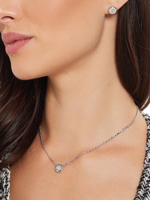 STYLISH GUESS Collier en forme de pi&egrave;ce de monnaie avec logo ARGENT - Colliers