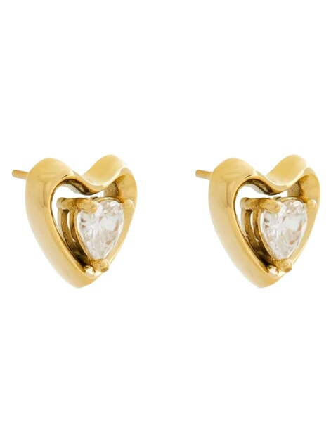 BELOVED Boucles d'oreilles en forme de c&oelig;ur or jaune - Boucles d'oreilles
