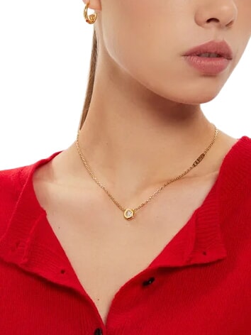 STYLISH GUESS Collier en forme de pi&egrave;ce de monnaie avec logo or jaune - Colliers
