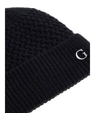 GUESS KNITTED Casquette &agrave; revers et logo sur le c&ocirc;t&eacute; NOIR - Bonnets - 3