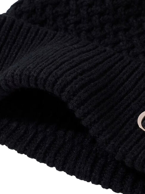 KNITTED Casquette &agrave; revers et logo sur le c&ocirc;t&eacute; NOIR - Bonnets