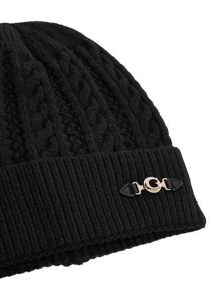 FRANCES KNITTED Bonnet tricot&eacute; &agrave; revers NOIR - Bonnets