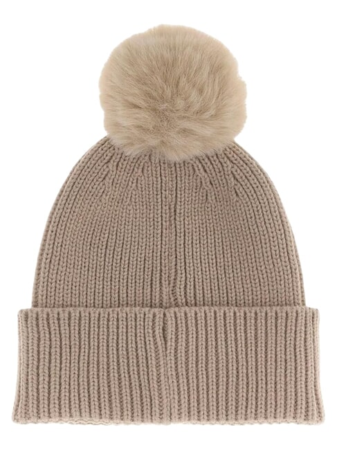 AMORETTE KNITTED Chapeau &agrave; pompons taupe - Bonnets