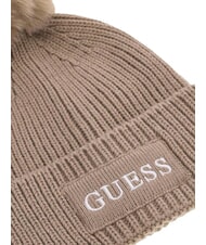 GUESS AMORETTE KNITTED Chapeau &agrave; pompons taupe - Bonnets - 3