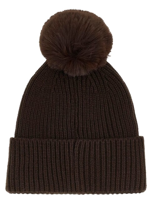 AMORETTE KNITTED Chapeau &agrave; pompons brun amer - Bonnets