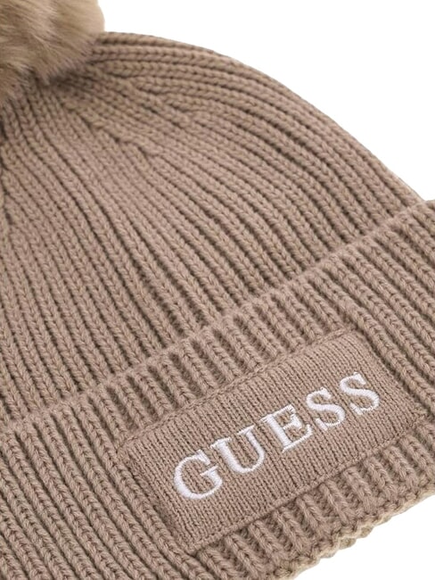 AMORETTE KNITTED Chapeau &agrave; pompons taupe - Bonnets
