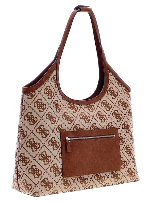 SAMANTHA sac bandouli&egrave;re logo latte / marron - Sacs pour Femme