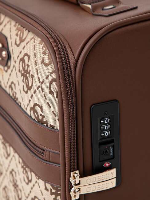SAMANTHA 18 chariot &agrave; bagages &agrave; main logo latte / marron - Valises cabine