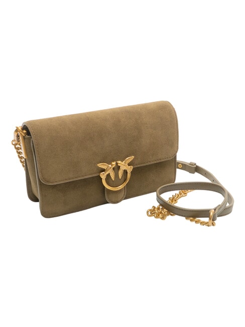 LOVE ONE SLOUCHY Mini sac bandouli&egrave;re en cuir vert olive fonc&eacute; - or antique - Sacs pour Femme