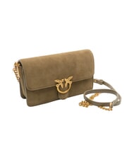 PINKO LOVE ONE SLOUCHY Mini sac bandouli&egrave;re en cuir vert olive fonc&eacute; - or antique - Sacs pour Femme - 2