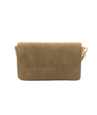 PINKO LOVE ONE SLOUCHY Mini sac bandouli&egrave;re en cuir vert olive fonc&eacute; - or antique - Sacs pour Femme - 3