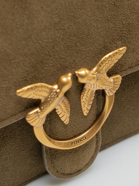 LOVE ONE SLOUCHY Mini sac bandouli&egrave;re en cuir vert olive fonc&eacute; - or antique - Sacs pour Femme