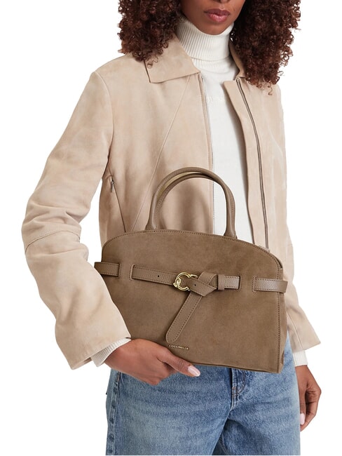 SABINE SUEDE BICOLOR Sac &agrave; main avec bandouli&egrave;re taupe chaud - Sacs pour Femme