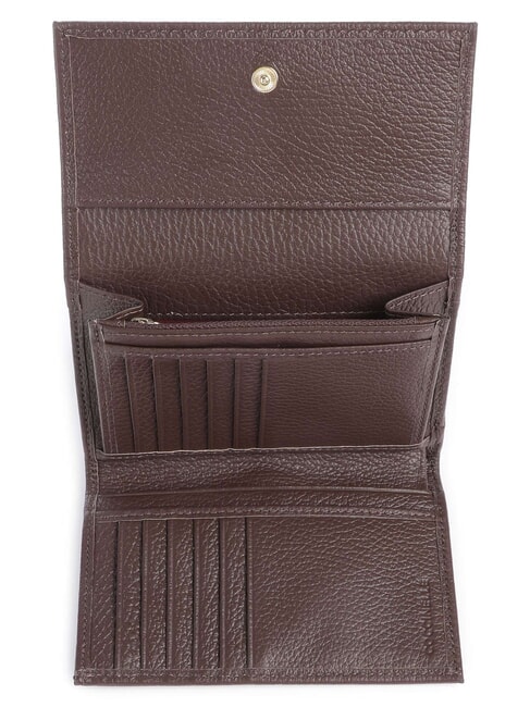 METALLIC SOFT Portefeuille &agrave; deux volets en cuir martel&eacute; brunette - Portefeuilles Femme