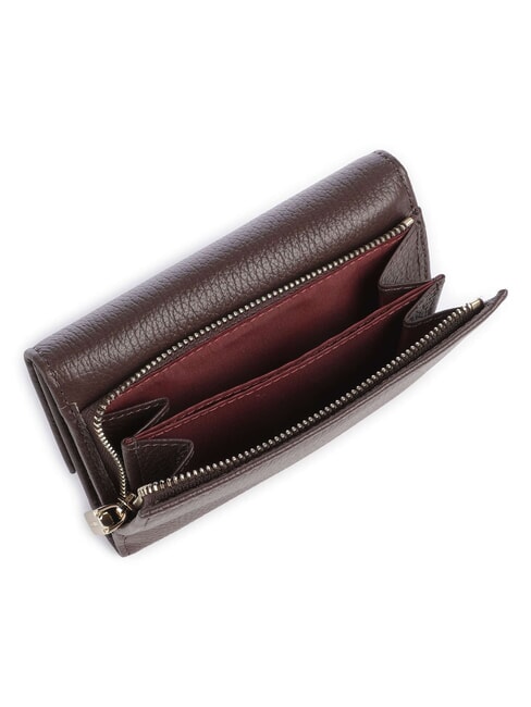 METALLIC SOFT Portefeuille &agrave; deux volets en cuir martel&eacute; brunette - Portefeuilles Femme