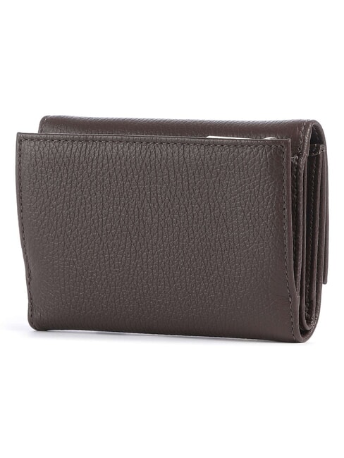 METALLIC SOFT Portefeuille &agrave; deux volets en cuir martel&eacute; brunette - Portefeuilles Femme