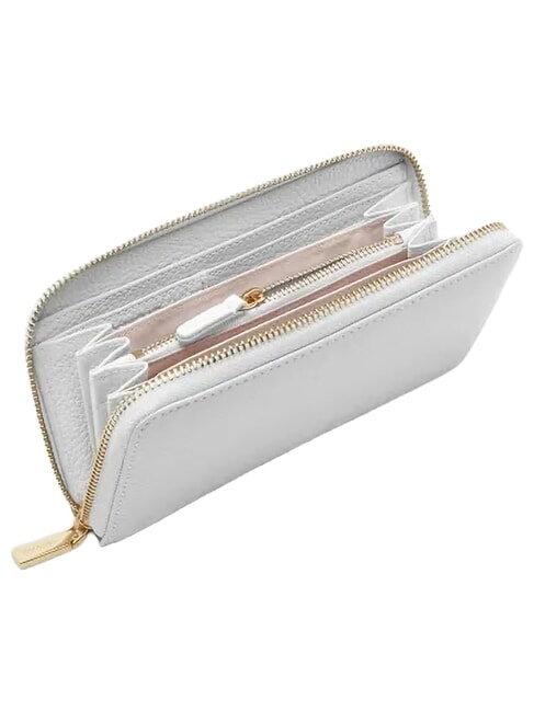 METALLIC SOFT Portefeuille zipp&eacute; en cuir textur&eacute; neige - Portefeuilles Femme