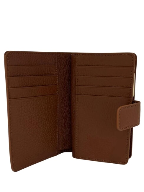 METALLIC SOFT Portefeuille en cuir textur&eacute; Cognac - Portefeuilles Femme