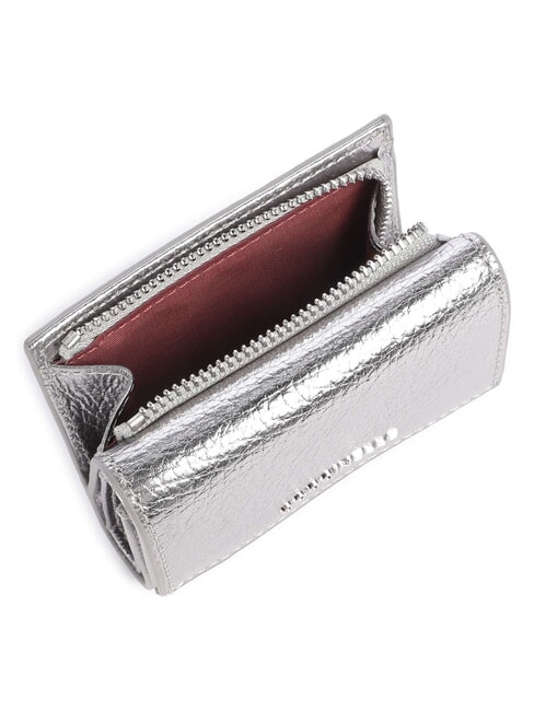 METALLIC SOFT Portefeuille en cuir grain&eacute; acier - Portefeuilles Femme