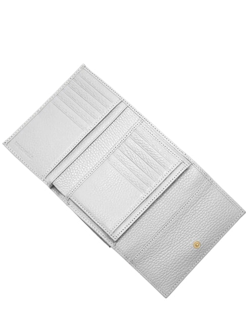 METALLIC SOFT Portefeuille &agrave; deux volets en cuir martel&eacute; neige - Portefeuilles Femme